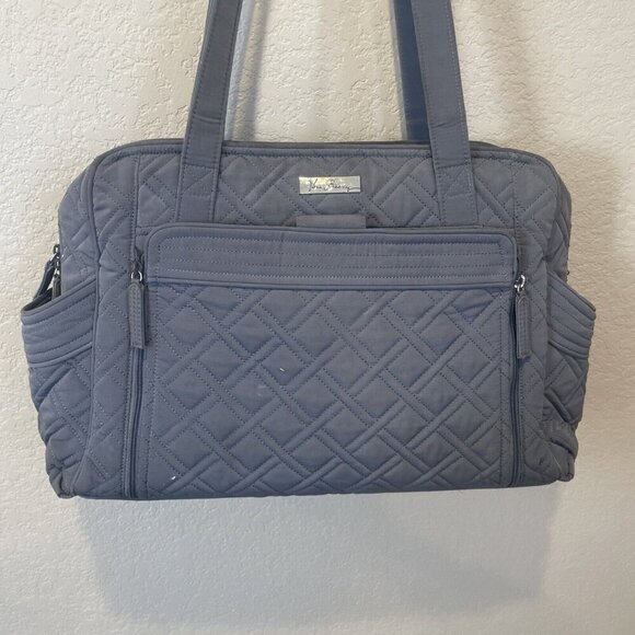 Vera Bradley Stroll Around Baby Work Travel Diaper Bag gray Quilted - Picture 2 of 12